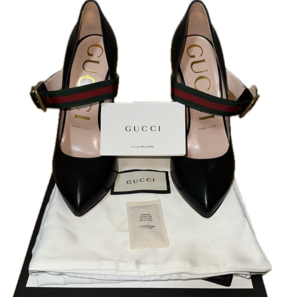 Gucci Sylvie Leather Black Mary Jane Pumps
